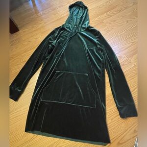 Forever 21, Emerald Green Velvet Hoodie/Tunic